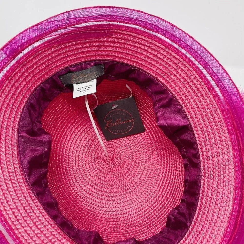 Bellissima Millinery Collection Womens OS Feather Flower Cloche Hat Pink $68 143 - Picture 6 of 8